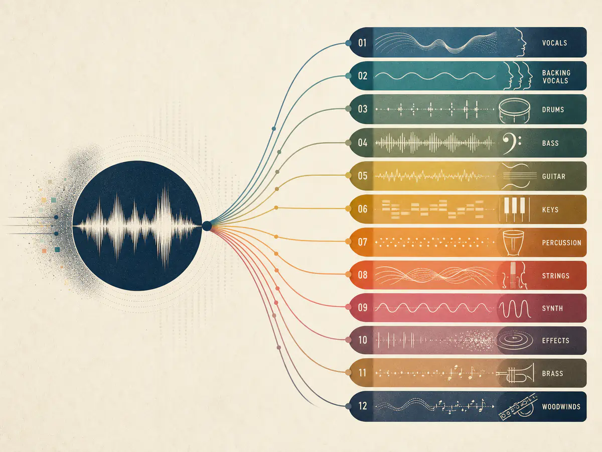 Separate Up to 12 Vocal and Instrument Stems